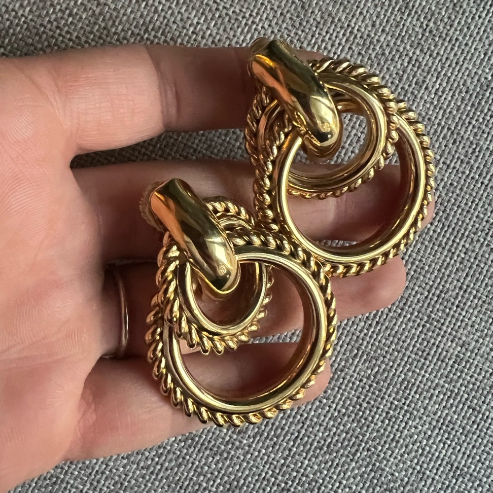 Elegant Vintage Givenchy Gold Tone Hoop Earrings